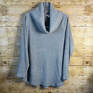 Terra & Sky Women’s Gray Cowl Neck Raglan Ribbed Sweater Size 2X (20W-22W) EUC